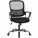 Sweetcrispy Bürostuhl Ergonomisch, Schreibtischstuhl mit Lendenwirbelstütze, Verstellbaren Armlehnen Drehstuhl, Höhenverstellbarer Office Chair, Bürostühle Geeignet für Büro und Schlafzimmer (Schwarz)