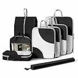 DIMJ Packing Cubes Koffer Organizer - Packwürfel für Kleidung, Kofferorganizer für Rucksack, Travel Essentials Kofferorganizer Compression für Koffer, Packtaschen Set, 8 Stück(Schwarz)