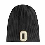 Sopodbacker Strickmützen Hüte Mützen Caps Beanie Mütze Letter Accessoires Baumwolle Mütze Aldult Gerippte Strickmütze Elastische Haube Slouch Hat Oblack