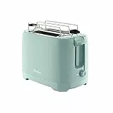 Moulinex Morning Toaster, 7 Bräunungsstufen, Brötchen-Aufsatz, Stopp-Funktion, extrabreite Schlitze, Toaster 2 Scheiben, Eucalyptus, LT2M1310, Eukalyptus