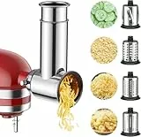COFUN Edelstahl Gemüseschneider für KitchenAid Zubehör, Edelstahl Reibe Aufsatz für Kitchen Aid, Schneider-Reibe-Aufsatz mit Gemüse-Hobel, Mahlfunktion und Käsereibe für KitchenAid