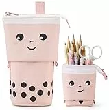 JANREAY Federmäppchen 2-in-1, Teleskopisches Federmäppchen, Federtasche Mädchen, Pop-Up Bleistifthalter, Schüttelpenal Teenager, für Geschenke 7 8 9 10 11 12 Jahre Rosa