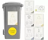 Frank Paperman® | Aufkleber Mülltrennung | Altglas blaugrün | selbstklebend | DIN-A4-Format 29,7 cm x 21 cm | Mülltonnen Aufkleber auf Deutsch & Englisch mit QR-Code (5er Set, A4)