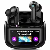 QXUFV Bluetooth Kopfhörer mit Touchscreen, In Ear Kopfhörer Kabellos Bluetooth 5.4 mit ANC/ENC Noise Cancelling Mic, 48Std Tiefer Bass Earbuds mit 5 EQ-Modi, USB-C,IP7 Wasserdicht Ohrhörer,Tiefschwarz