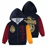 Harry Potter Hogwarts Quidditch Jungen Kapuzenpullover mit durchgehendem Reißverschluss für große Kinder, Blau, 7
