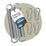 riijk 2 x Hängesessel Schwingfeder für Hängesessel mit Gestell oder Deckenmontage | 4 Karabiner | Für Hängestuhl, Hängeschaukel und Boxsack Halterung | Made in Germany