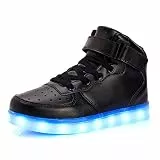 Kauson 7 Farben LED High-Top Schuhe USB Aufladen Leuchtschuhe Licht Blinkschuhe Leuchtende Sport Sneaker Light up Wasserdicht Laufschuhe Gymnastik Turnschuhe Damen Herren Unisex Kinder Shoes 25-46EU