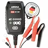 ABSINA Roller & Motorrad Batterieladegerät vollautomatisch mit 800mA - AGM Ladegerät 6V & 12V Blei Batterie bis 26Ah / 12,8V Lithium bis 15Ah - Ladegerät Motorradbatterie mit 3,4m Kabel