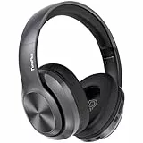 TuneFlux Bluetooth Kopfhörer Over Ear, 80 Std Akkulaufzeit, Kabellos Bluetooth Kopfhörer mit 3 EQ-Modi, HiFi-Stereo, Eingebautes Mikrofon, Faltbares Wireless Kopfhörer (Metallic)