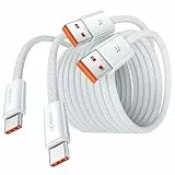 toocki USB C Kabel, [2er Pack 3m] 6A ladekabel USB C Nylon Schnellladekabel USB C Ladekabel,Datenkabel USB C für iPhone 16 15 Pro Max, Samsung S24 S23 Note 10, Huawei P60,Honour,Xiaomi,Oppo,VIVO