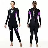 Owntop 5mm Neoprenanzüge für Männer Frauen - Rückenreißverschluss Neopren Tauchanzug, Ganzkörper Nassanzüge, Thermischer Flexibler Tauchhaut Kaltwasser Tauchen Surfen, Damen Violett XXXL