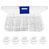 zoerbufan 20 Stück Spulen Nähmaschine Kunststoff mit Spulenbox, Unterfadenspulen für Gängige/Spule Nähmaschine, für Babylock Janome Kenmore Nadel (Transparent)