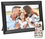 Hesmor Digitaler Bilderrahmen WLAN 10,1 Zoll, 1280x800 HD IPS LCD-Touchscreen Digitale Bilderrahmen, Automatische Rotation, 32GB Speicher, Teilen Sie Fotos sofort über Frameo von überall, Schwarz