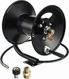 M MINGLE Hochdruckreiniger Schlauchtrommel 150ft, Hochleistungsstahlschlauchtrommel, manuelle Kurbel Hochdruckreiniger Schlauchtrommel mit 3/8 'Hochdruckwaschschlauch, Schwenkarm und Montagebügel