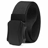 TOUGERJOY Nylon Ratschengürtel für Männer, militärischer taktischer Stretch Web Nylon Gürtel für Wandern Jagd Wotking Hosen Schwarz M