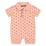 Dirkje - Boys One Piece Babysuit - Baby Clothes - Polyester/Cotton - Neon Coral - Size 56