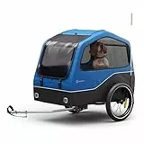 Klarfit Goldie Home Fahrradanhänger für Hunde, 334 L Volumen, Wasserabweisend, Reflektoren & Sicherheitsflagge, 40 kg Tragfähigkeit, Zusammenklappbar, 16-Zoll-Räder, Blau