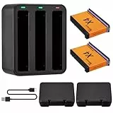 Vemico 360 X4 Akku Ladegerät Set 2 X 2500mAh 360 One X4 Akkus 3 Kanal LED X4 Ladegerät Typ-C mit und Micro-USB Ladeschnittstelle für 360 One X4 Kamera（Achtung: Nicht wasserdicht）