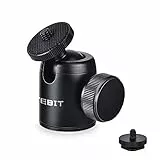 UTEBIT Mini Kugelkopf Stativkopf, 24mm Dia Ball Head 360° Drehbar mit 1/4' Schraube, 3/8' Innengewinde, 1/4' Hot Shoe Adapter Max Traglast bis 5kg Geeignet für DSLR-Kameras, Stativen, Blitzlichtern