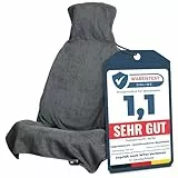 Upgrade4cars Frottee Autositzschoner für Vordersitze | Fahrersitz Schonbezug aus Baumwolle in Grau | Handtuch Autositzauflage für Sport, Arbeit, Sommer & Winter