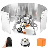 Odoland Campingkocher 3500W Gaskocher mit Piezozündung Adapter und Faltbar Aluminium Windschutz Gas Campingkocher für Schraubkartusche Gasbrenner Faltbar Camping Kocher für Wandern Picknick Outdoor