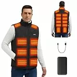 Heizweste Damen Herren mit Akku, Beheizte Weste mit 21 Heizbereichen & 20000mAh Powerbank, Heizjacke mit 3 Temperaturstufen, Waschbare Heizweste mit Graphene-Heizelementen, Winter Weste Outdoor (XL)