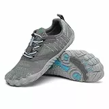 SAGUARO Barfußschuhe Herren Damen Fitnessschuhe mit Zehen Sohle Bequem Atmungsaktiv Sport Traillaufschuhe rutschfest Leight Laufschuhe Outdoor Grau 44 EU