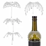 OLYCRAFT 4 Stück Silberne Weinflaschen Juwel Quaste 12cm Schleier Champagnerflaschen Strass Perlen Quaste Weinflaschen Deko Anhänger Champagnerflaschen Deko Fransen für Party Hochzeitsdekoration