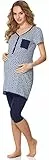 Bellivalini Damen Umstands Pyjama mit Stillfunktion BLV50-126 (Melange Sternen/Marineblau, XL)