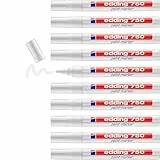 edding 750 Lackmarker - weiß - 10 Stifte - Rundspitze 2-4 mm - Lackstift zur Markierung und Beschriftung von Metall, Glas, Stein oder Kunststoff - hitzebeständig, permanent, wisch- und wasserfest