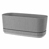 VERDENIA PERA Eleganter Ovaler Blumentopf mit Speziellem Untersetzer – Stilvolles Anthrazit-Finish, Leicht für den Innen- und Außenbereich – 29x13x12cm – Grau