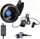Yerloa 6' Auto Ventilator 12V,Ventilator Auto,360 Grad drehbar, stufenlose Geschwindigkeit,Ventilator mit verstellbarem Clip und Zigarettenanzünder-Stecker für Fahrzeug,LKW,Wohnmobil,SUV-2026 Neueste