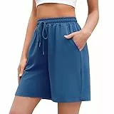 Jezonga Shorts Damen Kurze Sporthose Baumwolle Sport Shorts Sommer Lose Lässige Hose mit Taschen High Waist Elastischer Bund Jogginghose Kurz Short zum Gym Fitness Running Tennis