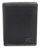 BROWN BEAR Geldbörse Leder Schwarz | Herren & Damen | RFID-Schutz mit Münzfach | Portemonnaie Echtleder | Geldbeutel Hochformat | BB Design 8002 BK