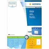 HERMA 4428 Universal Etiketten, 100 Blatt, 210 x 297 mm, 1 pro A4 Bogen, 100 Stück, selbstklebend, bedruckbar, matt, blanko Papier Klebeetiketten Aufkleber, weiß