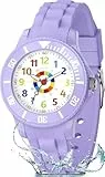 Ayybboo Kinderuhr Jungen Mädchen,Lernuhr Armbanduhr Kinder Analog mit 3ATM Wasserdicht,Weiches Band,Leicht Ablesbar 4-12 Jahre (Lila)