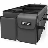 HOTOR Kofferraum Organizer – Faltbarer Auto Kofferraum Organizer mit 3 Fächern, Stabiler Auto Organizer für SUVs, Schwarzer Kofferraumtasche Verstärkt und Stabil Faltbox, 81.0 x 32.0 x 26.9 cm