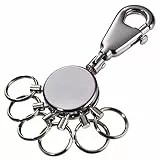 TROIKA Patent Schlüsselorganizer Karabinerhaken Schlüsselorganisation mit abnehmbaren Ringen PATENT – Schlüsselbund – 6 ausklinkbare Ringe – Messing, Metall – verchromt – black chrome