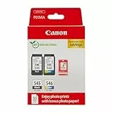 Canon Tinte & Papier Multipack - PG-545/CL-546 Original Drucker Tintenpatronen 2er-Pack (1 x Schwarz, 1 x Farbe druckerpatronen) & 4x6 Fotopapier (50 x Blatt) Für PIXMA TS3350, TS4550, TS3450, TS3150