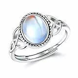 MILACOLATO Ring Silber 925 Damen Mondstein Ring Verstellbar Mondstein Ringe Silber Vintage Ringe Frauen Keltisches Dreieck Zirkonia Rings Oval Rund Herz Edelstein Rings Schmuck Für Sie Mit Geschenkbox