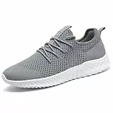 QIJGS Sneaker Herren Running Sportschuhe Laufschuhe Turnschuhe Schuhe Straßenlaufschuhe Wanderschuhe Grau Tennisschuhe Athletic Leicht Fitnesss Jogging Slip on Walking Fashion 43