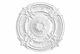 HEXIM Perfect Stuckrosette B3096, Ø 775mm - Deckenrosette weiß, aus PU/Polyurethane, Zierelement, Stuck, Wanddeko Wohnzimmer Lampe rund