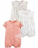 Simple Joys by Carter's Baby Mädchen Strampler mit Druckknöpfen, 3er-Pack, Rosé/Weiß/Beige, 0 Monate
