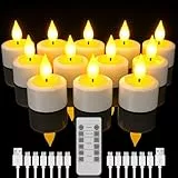 SoulBay Wiederaufladbare Teelichter, 12 Stück Wiederaufladbare Kerzen Flackernd mit Fernbedienung und Timer, LED Kerzen mit 6-Port USB-C Kabel für Zuhause, Zimmer, Tisch, Halloween Weihnachtsdeko