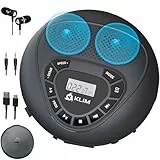 KLIM Speaker + CD Player mit Lautsprecher + Bluetooth + Wiederaufladbarer Akku + Tragbarer CD-Spieler mit Kopfhörern + SD-Karte + AUX + Idealer Auto-CD-Spieler + CD Player tragbar mit Lautsprecher