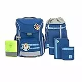 LÄSSIG 7-teiliges Schulranzen Set Kinder/School Set Slim Unique Dark Blue
