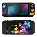 DLseego Schutzhülle Kompatibel mit Switch, Dockbare weiche TPU-Abdeckung mit 4 Daumengriffkappen, Kratzfeste Stoßdämpfung Zubehör für Switch Konsole&Joycons Controller,Elfenball