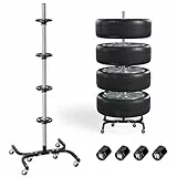 Felgenbaum XL fahrbar für Autoreifen bis 295mm – Reifenständer belastbar bis 150kg inkl. Reifen Markierer – Reifenbaum mit Rollen & Feststeller – Felgenständer für 4 Reifen/Felgen 16-24 Zoll