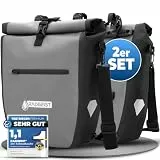 RADGEIST Fahrradtasche für Gepäckträger - Tasche für Fahrrad Gepäckträger - Gepäckträgertasche wasserdicht Umhängetasche (Grau 20L, 2er Set)