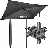 4smile Sonnenschirm Balkon SunnyShade 3-in-1 SET in Anthrazit - UPF 50+ Sonnenschirm rechteckig 200 x 125 cm + Sonnenschirmhalter Balkongeländer + Sonnenschirmhülle